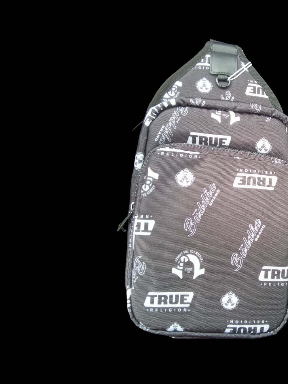 True Religion Black and White Logo Sling Bag